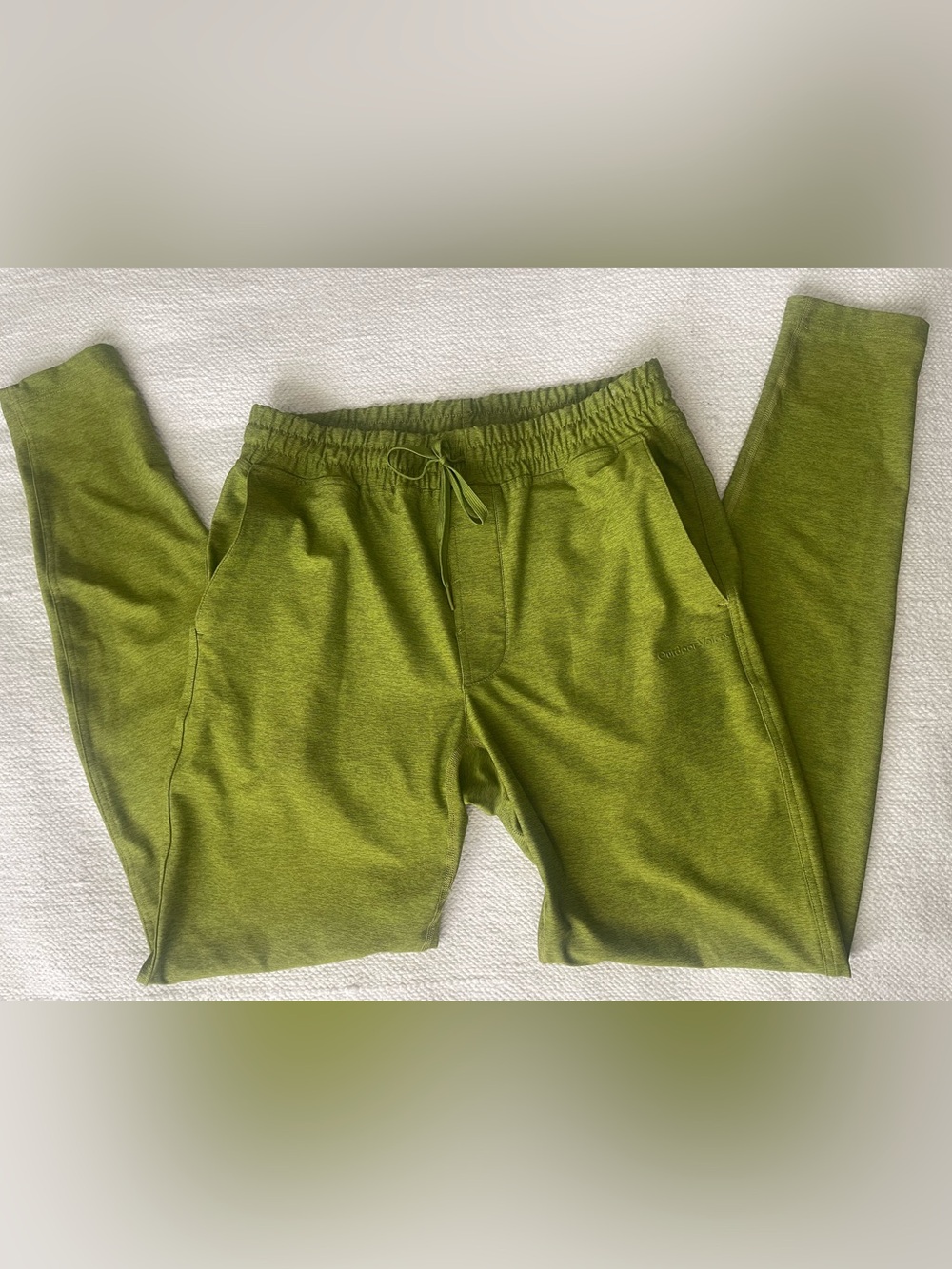 Outdoor Voices Lime Green Drawstring Joggers sz S NEW. Heathered smooth fabric.